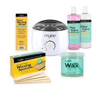 Mylee completo Kit de depilación con calentador de cera + cera de árbol del té + tiras + espátulas + loción de cuidado para antes y después de la depilación