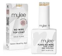 Mylee Esmalte Protector Sin Limpieza con Particulas Doradas para Esmalte de Uñas Gel UV LED 15ml, Acabado Duradero, Rápido y Fácil, Uñas Naturales, Extensiones, Puntas, Manicura y Pedicura Profesional