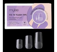 Mylee Fix & Flash Soft Gel Tips - Puntas de Uñas de Gel Suave, Cobertura Completa, Extensiones Flexibles y Resistentes, 12 Tamaños, 552 Piezas, por Todas las Uñas (Extra Short Square)