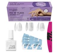 Mylee Fix N Flash Soft Gel Tips Shorts Kit, 3 vormen, 216 stuks - Amandel, Vierkant & Coffin, Inclusief Gel, Prepdoekjes & Halvemaanvijl, Volledige Dekking, Flexibele & Sterke Gelnagels