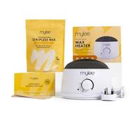 Mylee Kit de Cera Profesional - Calentador Eléctrico, Cera Dura, Espátulas - Depilación sin Bandas para Cara, Cuerpo, Bikini, Brasileña - Piel Suave en Casa o Salón (500g, Coco y árnica)