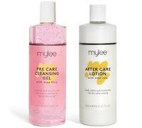 Mylee Kit de cuidado pre y después (2 x 500 ml) Loción limpiadora para la piel y crema hidratante calmante para la piel después de la depilación, enriquecida con aloe vera