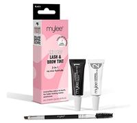 Mylee Kit Express para Pestañas y Cejas - Fórmula 2 en 1 Sin Mezcla, Tinte + Gel Revelador + Pincel de Doble Cara, Tinte Profesional, Duradero, Semi-Permanente, Rápido y Fácil (Negro)