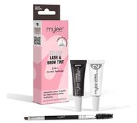 Mylee Kit Express para Pestañas y Cejas - Fórmula 2 en 1 Sin Mezcla, Tinte + Gel Revelador + Pincel de Doble Cara, Tinte Profesional, Duradero, Semi-Permanente, Rápido y Fácil (Castaño Oscuro)