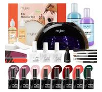 Mylee Massive Kit, juego de esmalte de gel profesional, lámpara LED grande, 8 colores de uñas, capa superior y base, gel constructor 5 en 1, preparación y limpieza + eliminador, herramientas de