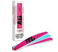 Mylee Paquete de 3 limas de uñas de doble cara media luna grano 100/180