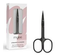 Mylee Tijeras de borde recto, profesionales, elegantes, color negro mate, acero inoxidable, calidad de salón de belleza, tijeras de uñas para recortar con precisión los bordes de las uñas y crear