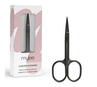 Mylee Tijeras de uñas de borde curvo, profesionales, elegantes, negro mate, acero inoxidable, calidad de salón de belleza, tijeras de uñas para un corte de precisión y bordes suaves y redondeados