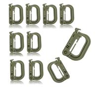 MYLERCT 10 Unidades Mosquetones Pequeños, Forma D Mosquetón de Plástico, Mosqueton, Verde Militar, para Bolsas, Ropa, Regalos