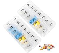 MYLERCT 2 Piezas Pastillero para 7 Días, Pastilleros Semanales con 2 Compartimentos Separados, Mañana y Noche Organizador de Pastillas Semanal - Transparente, para Tabletas, Aceite Pescado, Vitaminas