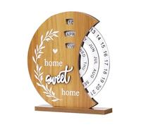 MYLERCT Calendario de Mesa, Calendario Perpetuo Giratorio de Madera, Forma de Luna Calendario Escritorio, Calendario de Escritorio Decorativo Vertical 20 x 18 cm para Dormitorio, Oficina, Sala Estar