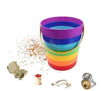 MYLERCT Contenedor de Basura, Cubo Basura Baño Multifuncional, Portátil, Cubo de Basura Plegable de Arco Iris, con Asa y Tornillos, para Camping, Coche, Uso Doméstico