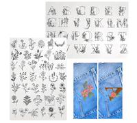 MYLERCT De Bordado Soluble con Patrones de Flores, 2 Piezas Entretela Hidrosoluble, Letras de Flores Pegatinas de Bordado para Practicar Puntadas,PVA, para que los Principiantes Practiquen