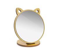 MYLERCT Espejo Madera, Espejo Pequeño con Base, Ángulo Ajustable Espejo de Mesa, Forma de Gatito Se Puede Usar como Tocador, Escritorio, Baño Dormitorio, Espejo de Mesa