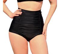 MYLILY Braguita de Bikini Mujer con Fruncidos Negra | Braguita de Bikini Cintura Alta | Bikini con Efecto Moldeador (XL)