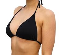 MYLILY Top Bikini Triángulo Mujer |Cuello Halter con Copas Extraíbles |también para Pecho Grande & Talla Grande | para Piscina, Playa & Vacaciones |Oeko-Tex, Ajustable, Vegano | Negro, XL