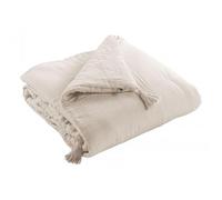 Mylittlebed Edredón Cubrecama El Efecto Mariposa 90x200 cm - Camino de cama 100% Gasa de Algodón con Acabado de Pompones [Cubrecamas y Colchas] (Beige Pampa)