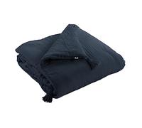 Mylittlebed Edredón Dessus de lit L’Effet Papillon 90x200 cm - Camino de cama 100% Gasa de Algodón con Terminación Pompones [ Dessus de Lits et Couvre-Lits ] (Azul Noche)