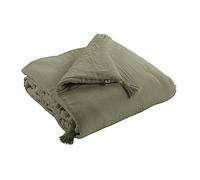 Mylittlebed Edredón Dessus de lit L’Effet Papillon 90x200 cm - Camino de cama 100% Gasa de Algodón con Terminación Pompones [ Dessus de Lits et Couvre-Lits ] (Verde Romero)