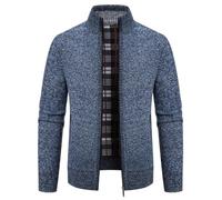 Mylldey Mens Sweater Cardigan Full Zip Knitted Long Sleeve Sweaters Men Workout Outfits(Blue, XXL)