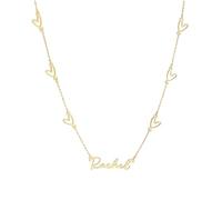 MYLONGINGCHARM Collar con nombre personalizado con colgante de corazones, collar de acero inoxidable personalizado para mujer, regalo del día de la madre, joyería elegante para mamá, esposa y ella
