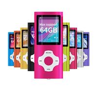 Mymahdi Reproductor portátil MP3 MP4, Rosa con Pantalla de 1,8 Pulgadas de LCD y Ranura para Tarjetas Memory Card, Tarjeta de 64GB Memory Card TF de Apoyo máximo