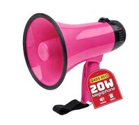 MyMealivos Megáfono portátil Bullhorn de 20 W de Potencia, megáfono, bocina y Modos de Voz y Sirena/Alarma con Control de Volumen y Correa (Rosa Profundo)