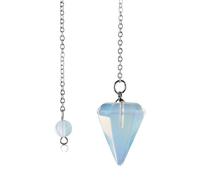 MYMEO Colgante de péndulo de piedra natural con piedras preciosas de cuarzo rosa, amatista, turquesa, 2 ópalos