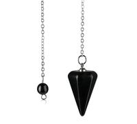 MYMEO Colgante de péndulo de piedra natural, piedra preciosa de cuarzo rosa, amatista, turquesa, 4 ónix negro