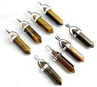 MYMEO Colgantes hexagonales de piedra natural, lapislázuli, turquesa, cuarzo, cristal, aventurina, ópalo, joyería, collares, accesorios, 10 unidades