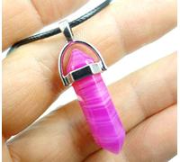 MYMEO Collar con colgante de columna hexagonal de piedra natural de lapislázuli ópalo rosa y morado