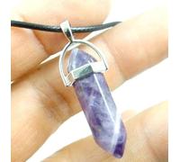 MYMEO Collar con colgante de columna hexagonal de piedra natural de lapislázuli ópalo rosa y morado