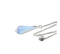 MYMEO Collar con colgante de piedra natural con péndulo de ópalo y piedra natural y cuarzo hexagonal