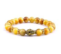 MYMEO Pulsera de cuentas de ojo de tigre azul real AAA natural para hombre, pulsera elástica para mujer, 17cm