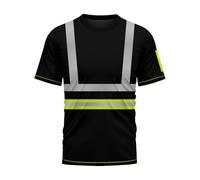 mymixtrendz Hi Vis - Camisetas de trabajo de seguridad de alta visibilidad, manga corta, cinta reflectante de seguridad, cuello redondo, transpirable, secado rápido, ropa de trabajo, Amarillo negro.,