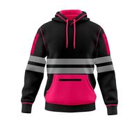 mymixtrendz Unisex Hombres Mujeres Sudadera con capucha de alta visibilidad con cinta reflectante, trabajo de seguridad, cordón, bolsillos con cremallera, alta visibilidad, sudadera con capucha, negro
