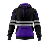 mymixtrendz Unisex Hombres Mujeres Sudadera con capucha de alta visibilidad con cinta reflectante, trabajo de seguridad, cordón, bolsillos con cremallera, alta visibilidad, sudadera con capucha, Negro