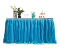 MYMM 14FT / 427CM Azul Falda de la Tabla,Gasa romántica del Escritorio de Tulle tutú,decoración de la Tabla, Boda, cumpleaños, Partido, Barra, Baile de Fin de Curso