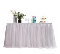 MYMM 14FT / 427CM Blanco Falda de la Tabla,Gasa romántica del Escritorio de Tulle tutú,decoración de la Tabla, Boda, cumpleaños, Partido, Barra, Baile de Fin de Curso
