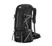 MYMM Mochila de montañismo de 70L, bolsa de montañismo para deportes al aire libre con cubierta impermeable Mochila de viaje ligera impermeable de 65l + 5l (negro)