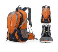 MYMM Mochila de Senderismo de 25L, Mochila Ultraligera Impermeable para Acampar, Mochila para Deportes al Aire Libre, Mochila para Montañismo (Naranja)