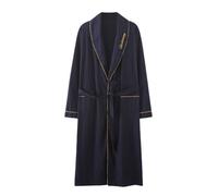 Mymyguoe Albornoz para hombre largo, de felpa esponjosa, cárdigan, bata de mañana, túnica, camisa de algodón acanalada, albornoz, casaca, albornoz de viaje, muselina, vestido largo, albornoz para