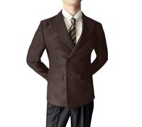 Mymyguoe Blazer - Chaqueta deportiva para hombre, corte ajustado, elegante, para tiempo libre, vintage, traje de boda, chaqueta de traje, chaqueta deportiva, moderna, de verano, tallas grandes, marrón