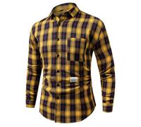 Mymyguoe Camisa tradicional para hombre, Oktoberfest, ajustada, para traje regional, camiseta tradicional a cuadros, manga larga, camiseta para hombre, color verde, azul, rojo, camisa de algodón a
