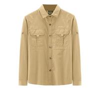 Mymyguoe Camisas cargo para hombre, algodón, vintage, camisa de trabajo, talla grande, de secado rápido, camisa funcional con bolsillo en el pecho, camisa de vaquero, camisa de safari, camisa de manga