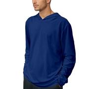 Mymyguoe Camiseta funcional para hombre, ligera, elástica, transpirable, ajustada, deportiva, de manga larga, de compresión, sudadera con capucha, azul, S