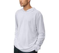 Mymyguoe Camiseta funcional para hombre, ligera, elástica, transpirable, ajustada, deportiva, de manga larga, de compresión, sudadera con capucha, Blanco, XXL