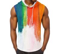 Mymyguoe Camiseta LGBTQ para hombre con capucha, camisetas musculosas LGBT bandera orgullo camiseta funcional sin mangas sudadera con capucha LGBT Bandera Gay Pride Multicolored Rainbow Camisetas Gay