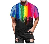 Mymyguoe Camiseta para hombre batik multicolor, camiseta con estampado de arcoíris, camisetas de graffiti Tie-Dye LGBTQ Arco Iris Camisetas Gay Love Running Camiseta Transpirable Camiseta deportiva