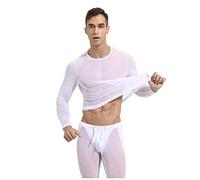 Mymyguoe Camisetas musculares transparentes para hombre, camisetas de manga larga, ropa interior erótica, ropa interior erótica, camiseta de malla para entrenamiento, camiseta de malla, camiseta